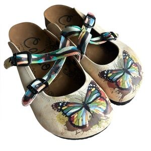 NWOB Calceo COLORFUL BUTTERFLIED PATTERNED CLOGS - WCAL119 size 37/US 6.5